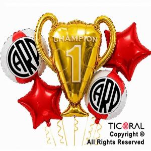 SET DE GLOBOS METALIZADO RIVER PLATE COPA 5 UNIDADES X 1